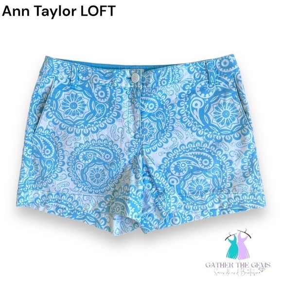 LOFT Pants - ANN Taylor LOFT Women’s Blue and White Paisley Shorts